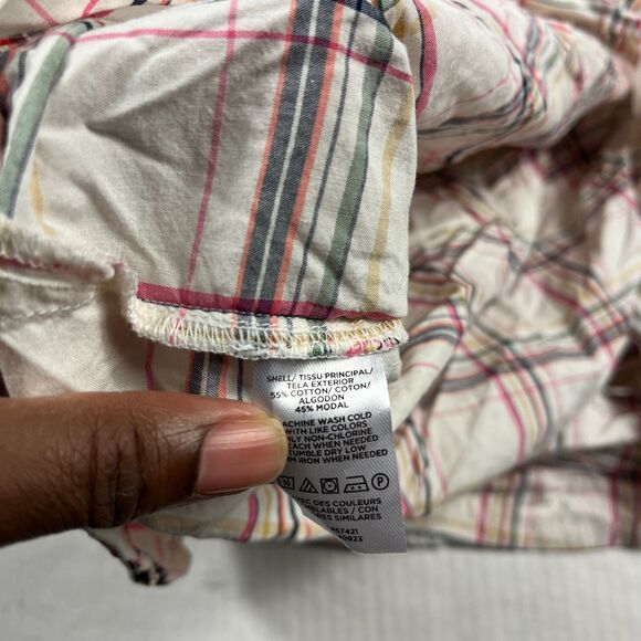 LOFT Womens Plaid Button Down Shirt XL Loose Fit Top Preppy Casual Cottagecore - Picture 9 of 11